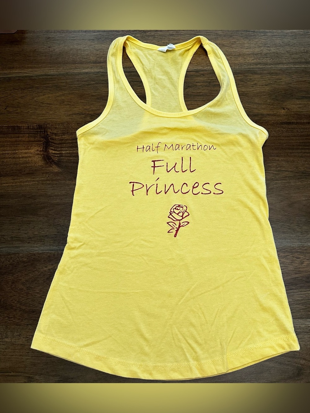Next Level Apparel Yellow Racerback Tank "Half Marathon Full Princess"